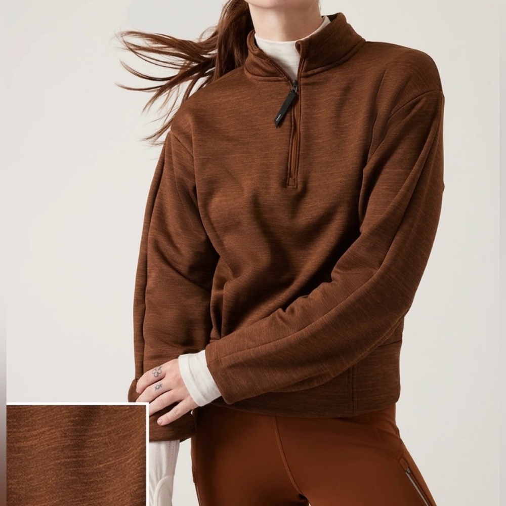 Athleta Brown Quarter-Zip Pullover Top